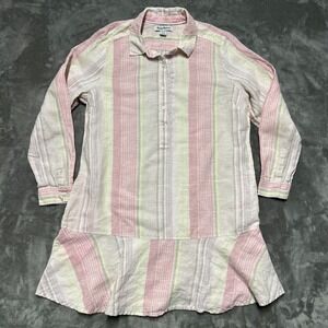 Tommy Bahama Dress Womens XL Pink 100% Linen Pockets Popover Summer Pastel